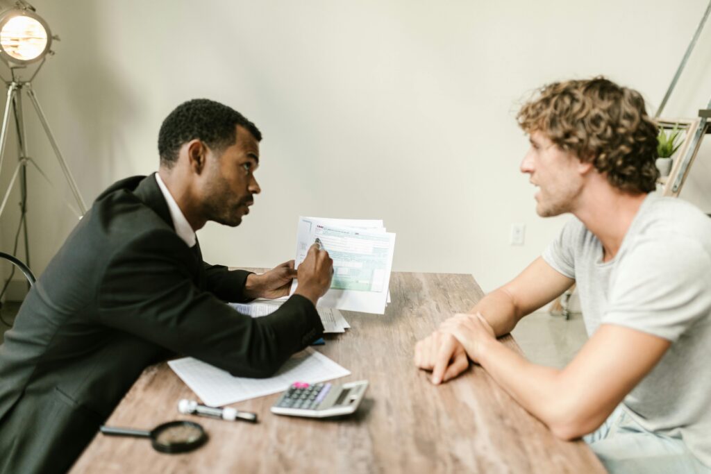 Two people having a conversation.